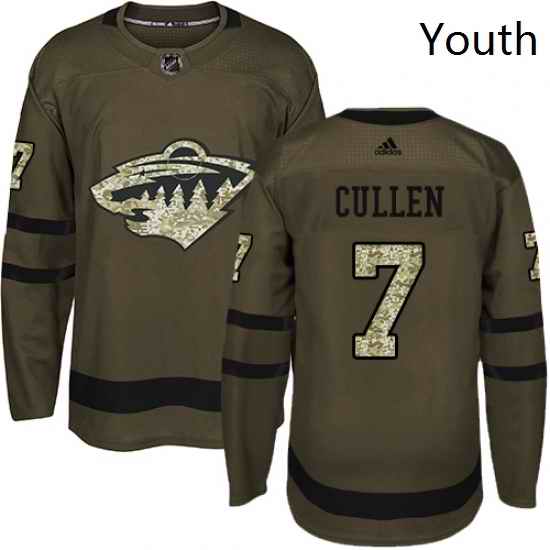 Youth Adidas Minnesota Wild 7 Matt Cullen Premier Green Salute to Service NHL Jersey